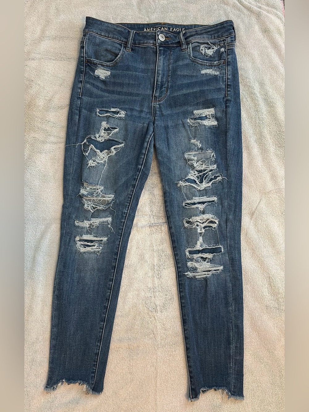 American Eagle Outfitters Distressed Dark Blue Skinny Jeans